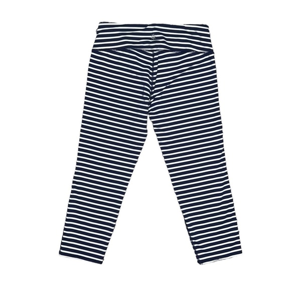 Athleta Striped Cropped Leggings. Size: M Color: Dark Blue and White - Picture 2 of 9